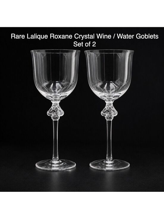 Lalique Other - Vintage Roxane Crystal Water Goblets Set of 2 Signed France 8" Figural Stem